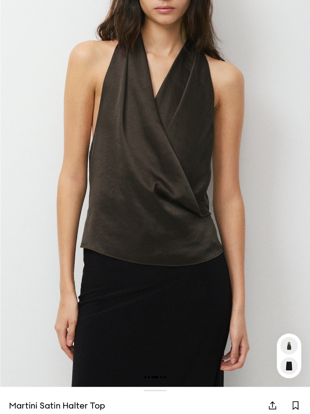 Aritzia Martini Satin Halter Top - brown